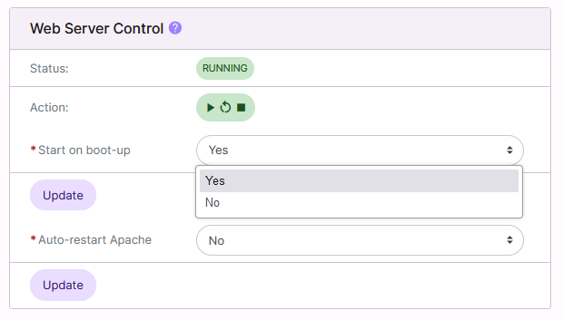 webserver onboot settings