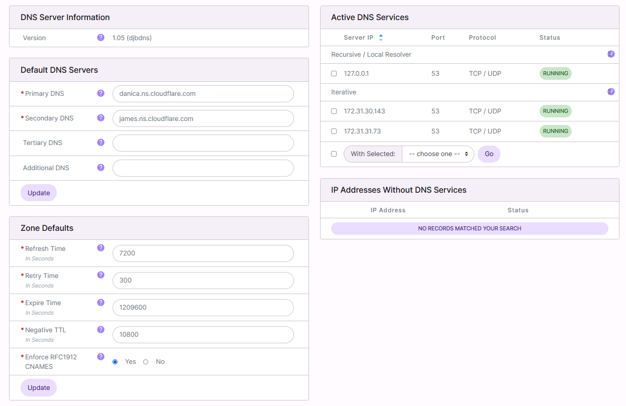 dns overview page