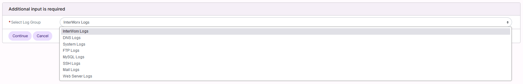 logs page