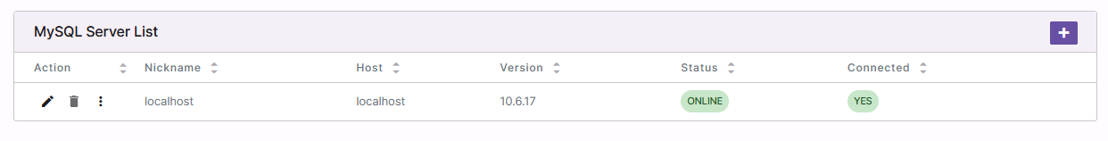 mysql manage servers page