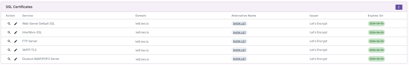 ssl certs page