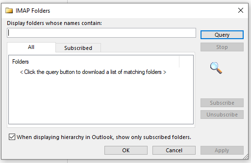 outlook IMAP form