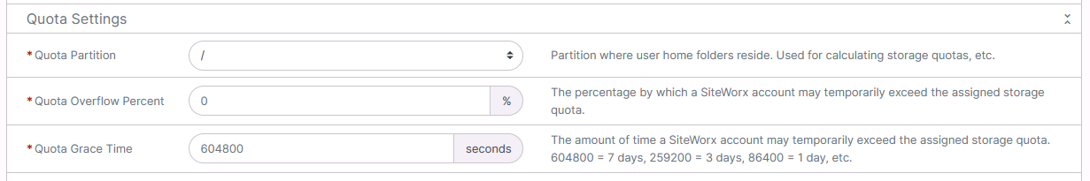quota settings