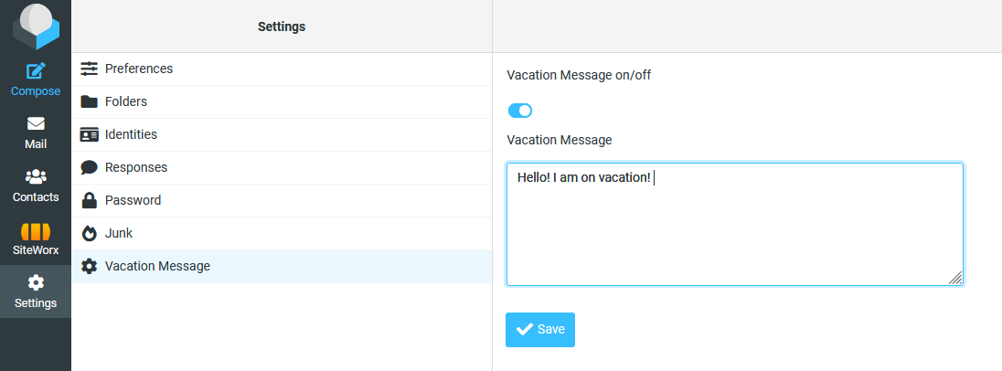 roundcube vacation message page