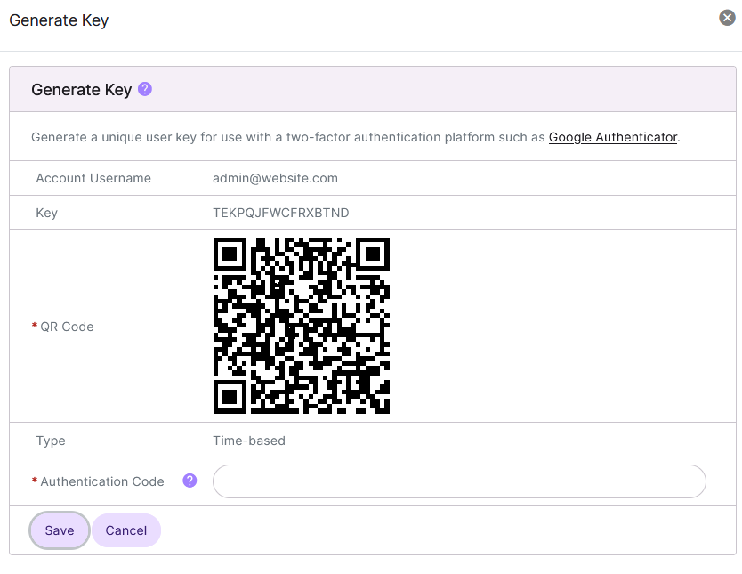 2fa enable form