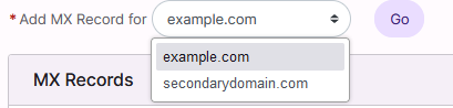 siteworx add mx record button