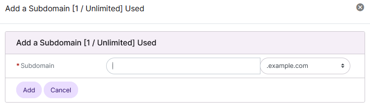 siteworx add subdomain form