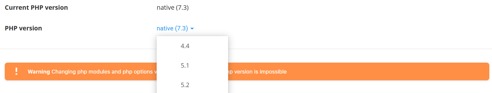 siteworx cloud linux php options