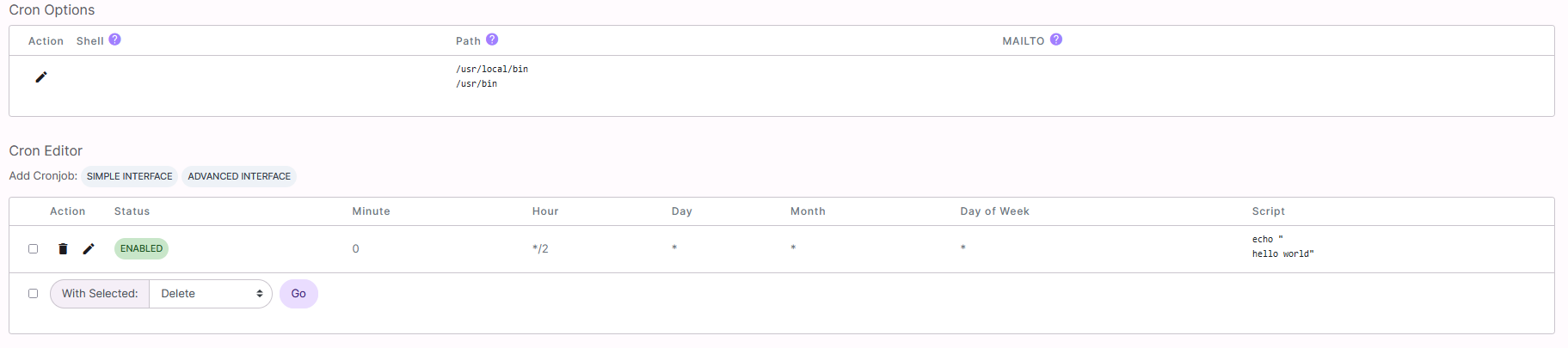 cron page
