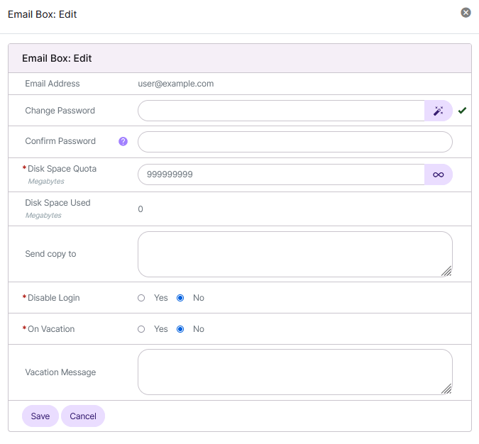 email edit form