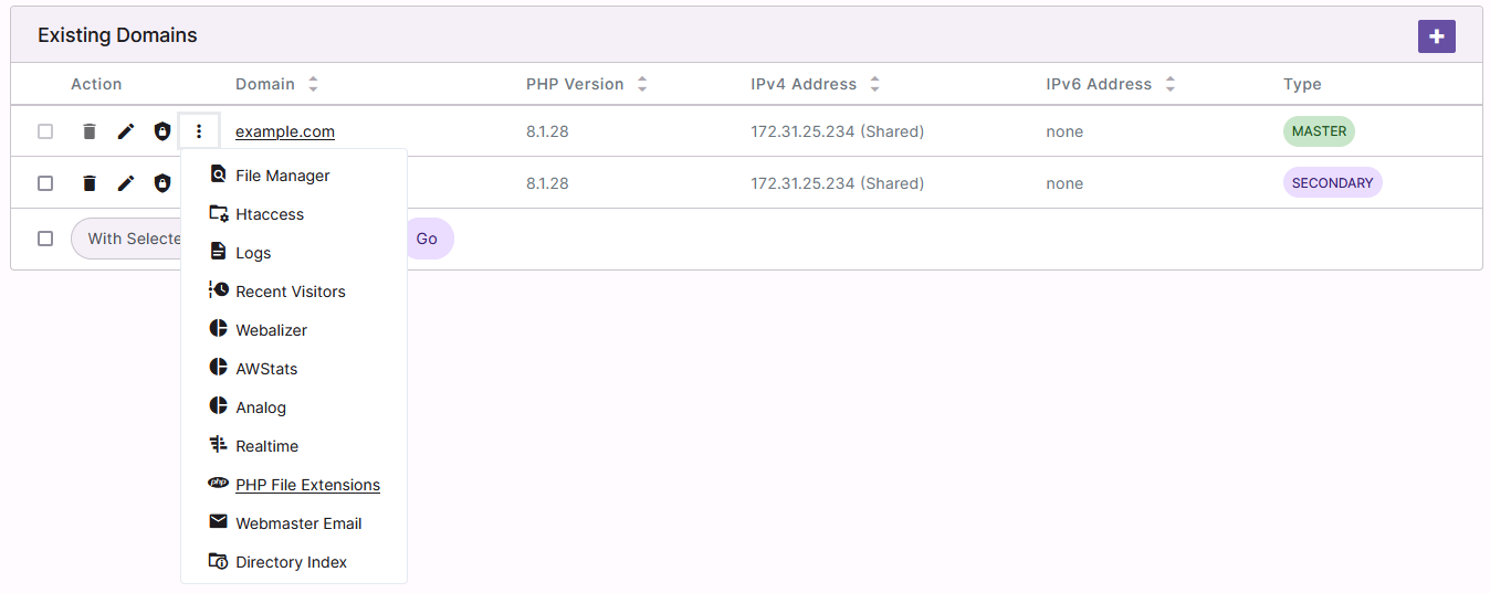 php extentions select dropdown