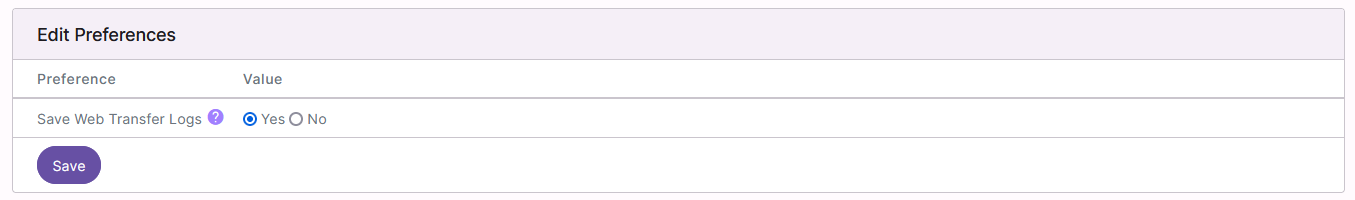 preferences page