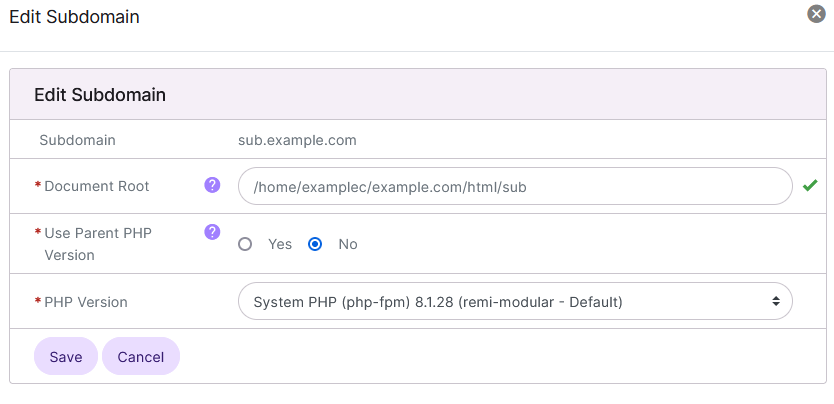 subdomain edit form
