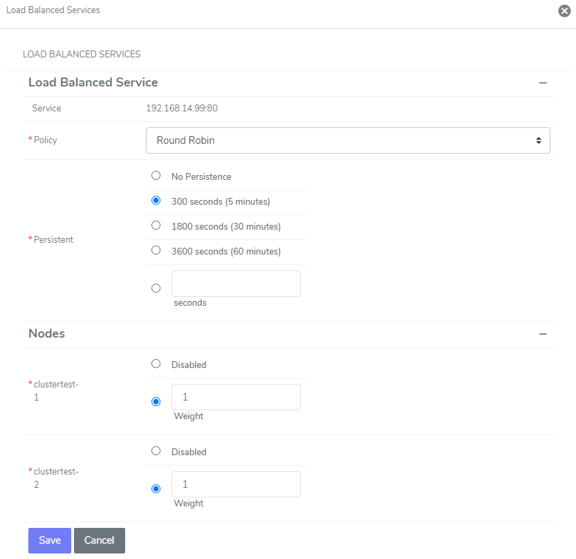 load balancer edit form