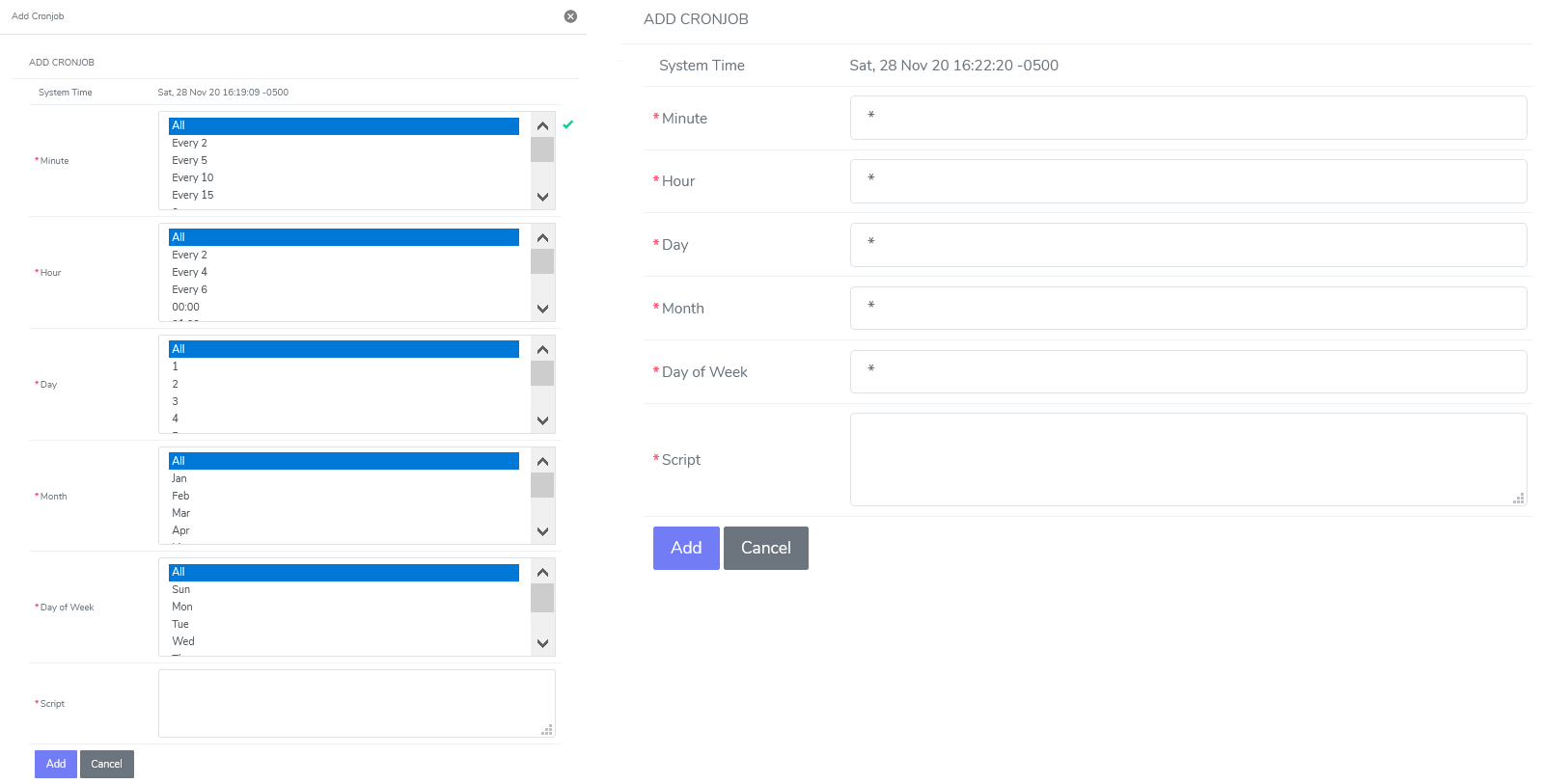 siteworx crontab interface