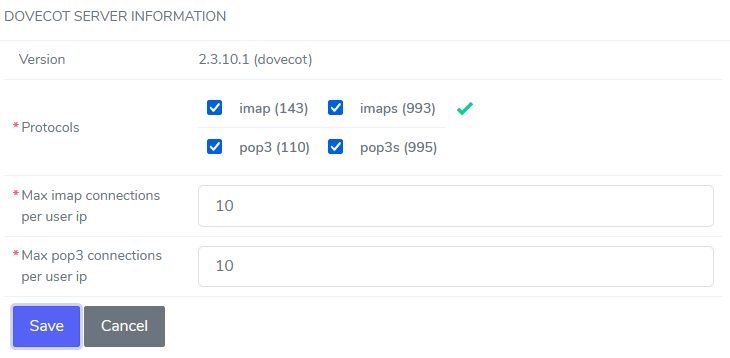 dovecot port settings