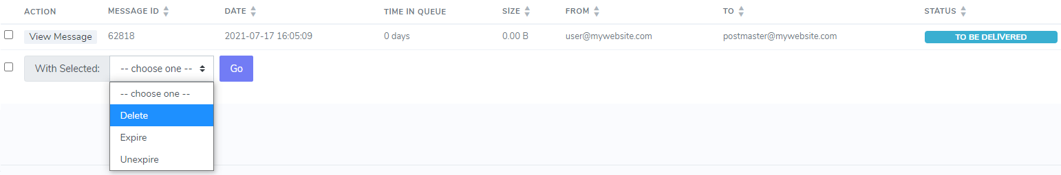 expire dropdown