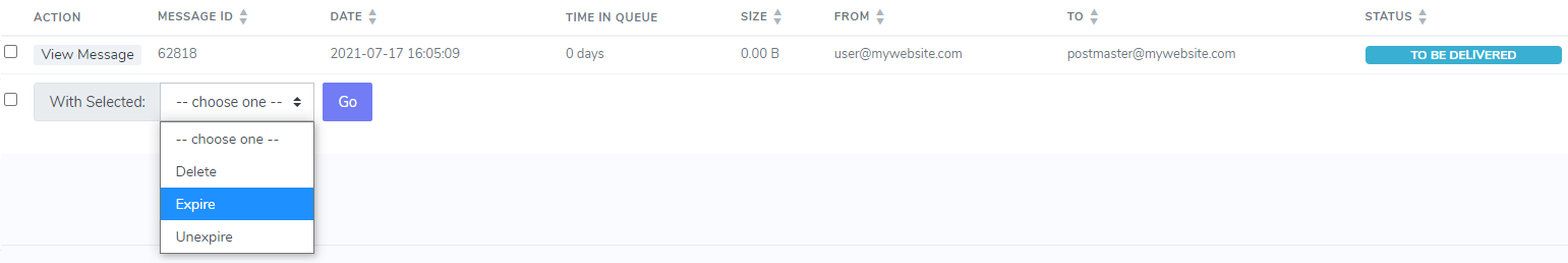 expire dropdown