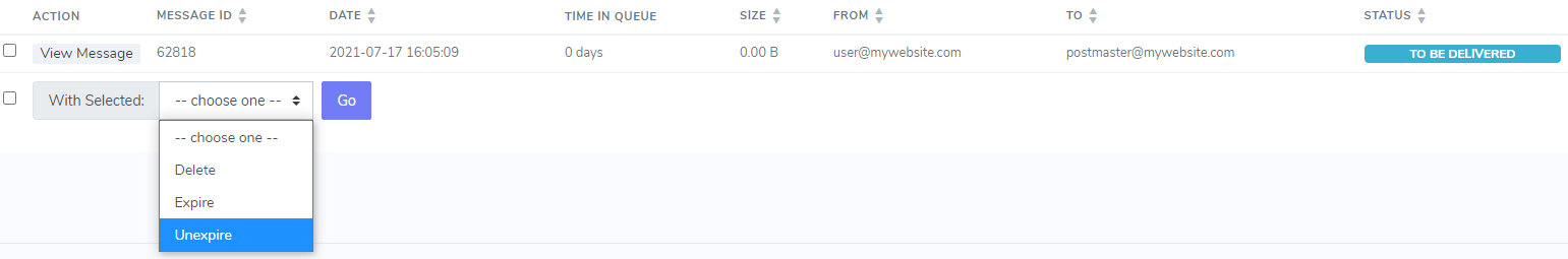 expire dropdown