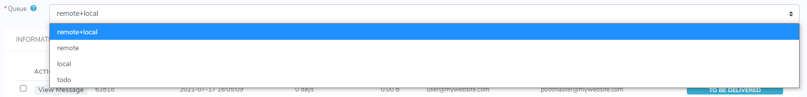 mail queue list