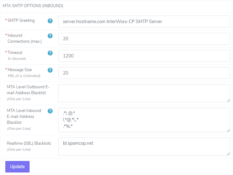 smtp settings