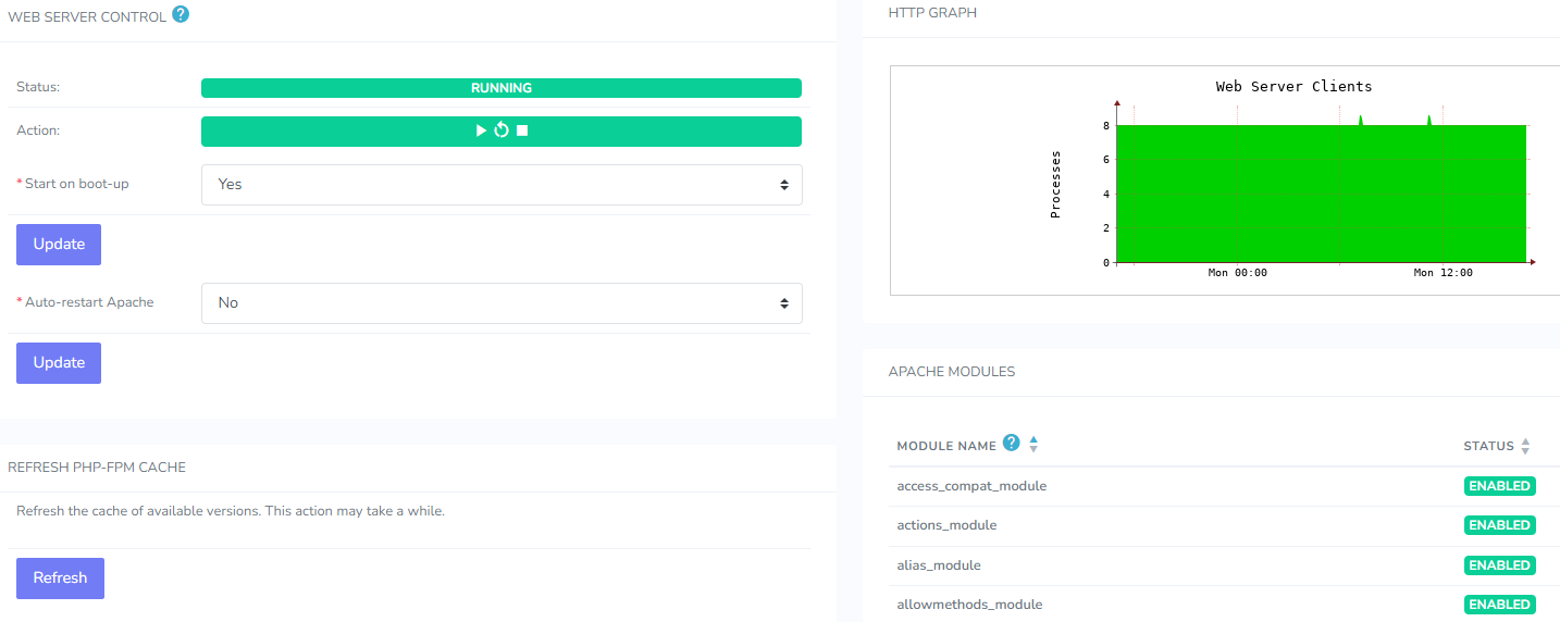 webserver overview page