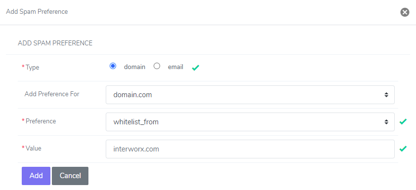 siteworx add spam rules