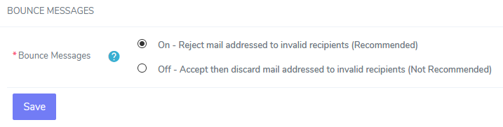 siteworx bounce message options
