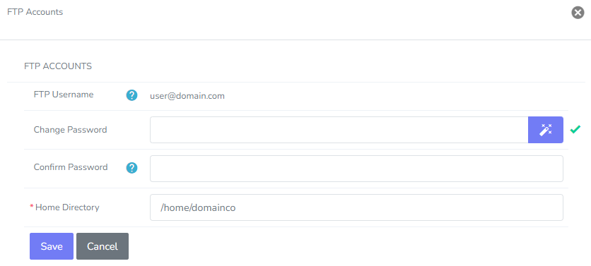 ftp account edit form