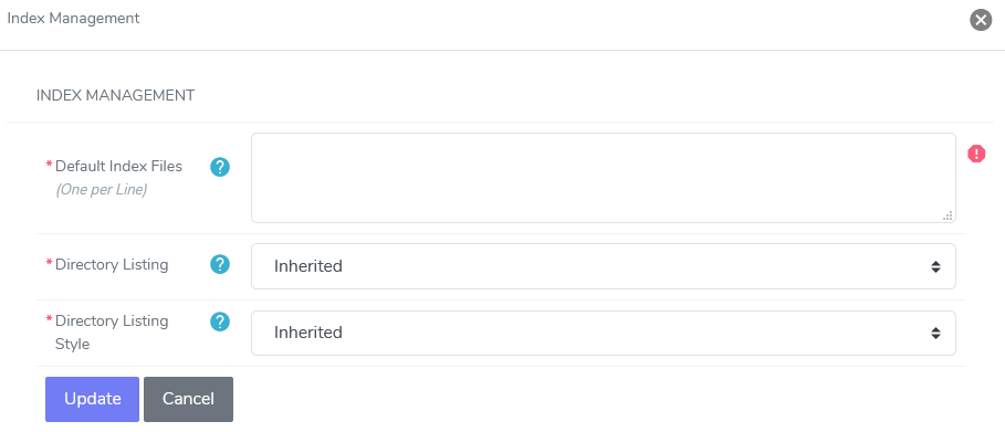 siteworx htaccess add index form