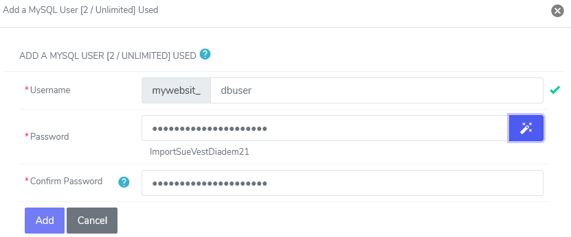 siteworx mysql add user form
