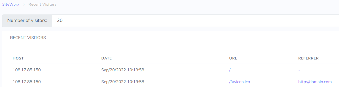 recent visitors page