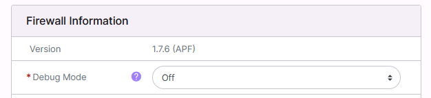 firewall debug dropdown