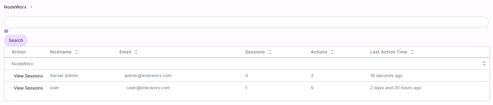 session history page