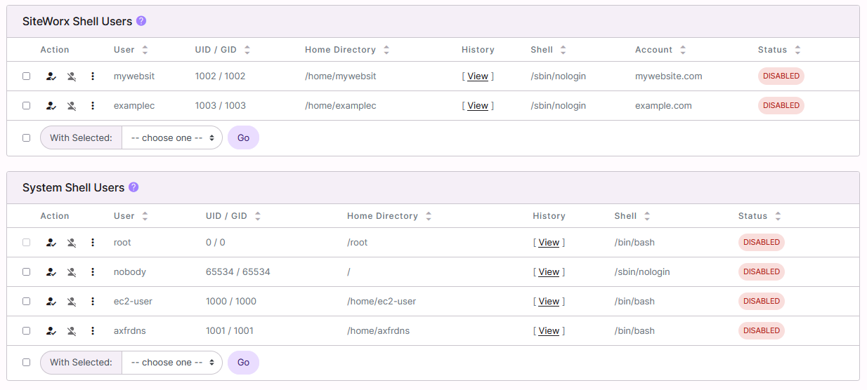 shell user interface