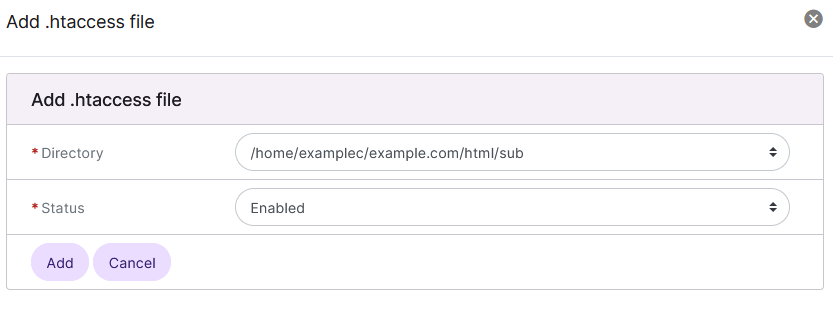 siteworx add per directory htaccess