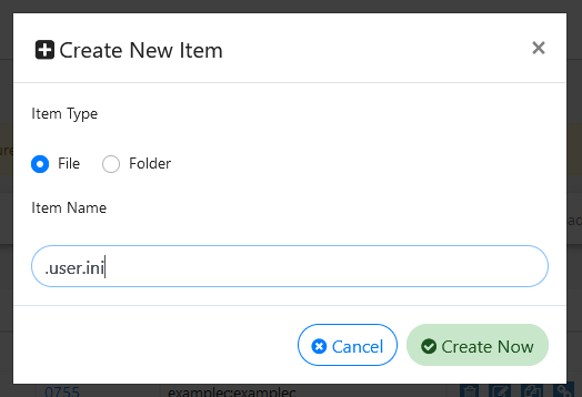 create new item form