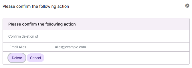 siteworx delete alias form
