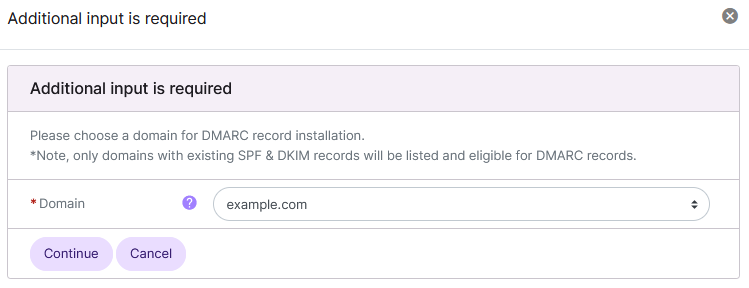 siteworx dmarc domain form