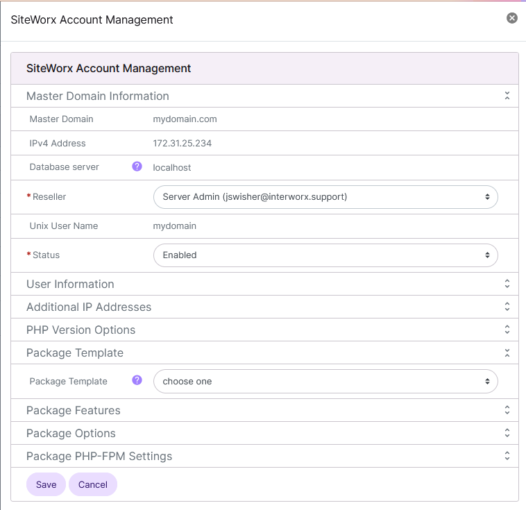 siteWorx management form