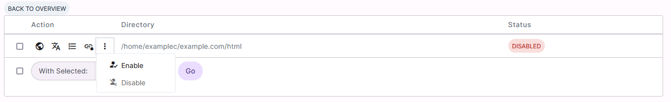 htaccess enable dropdown