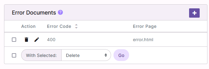 error options