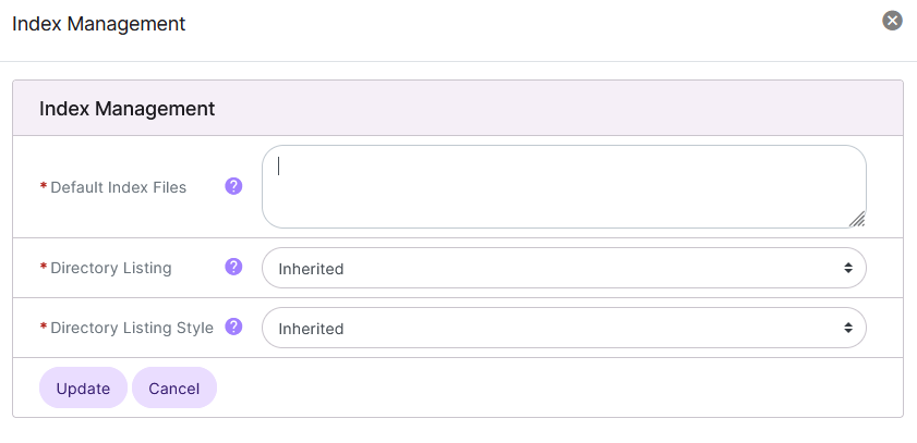 siteworx htaccess add index form