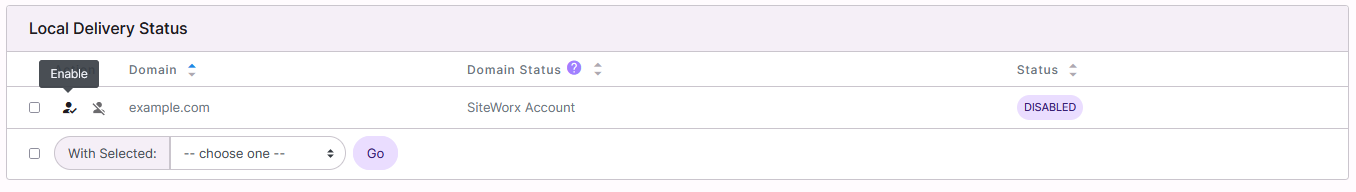 siteworx local delivery enable button