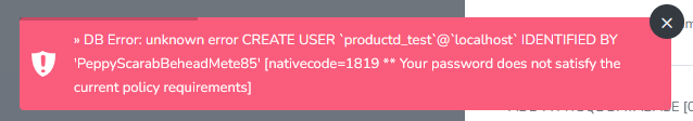 mysql database password error