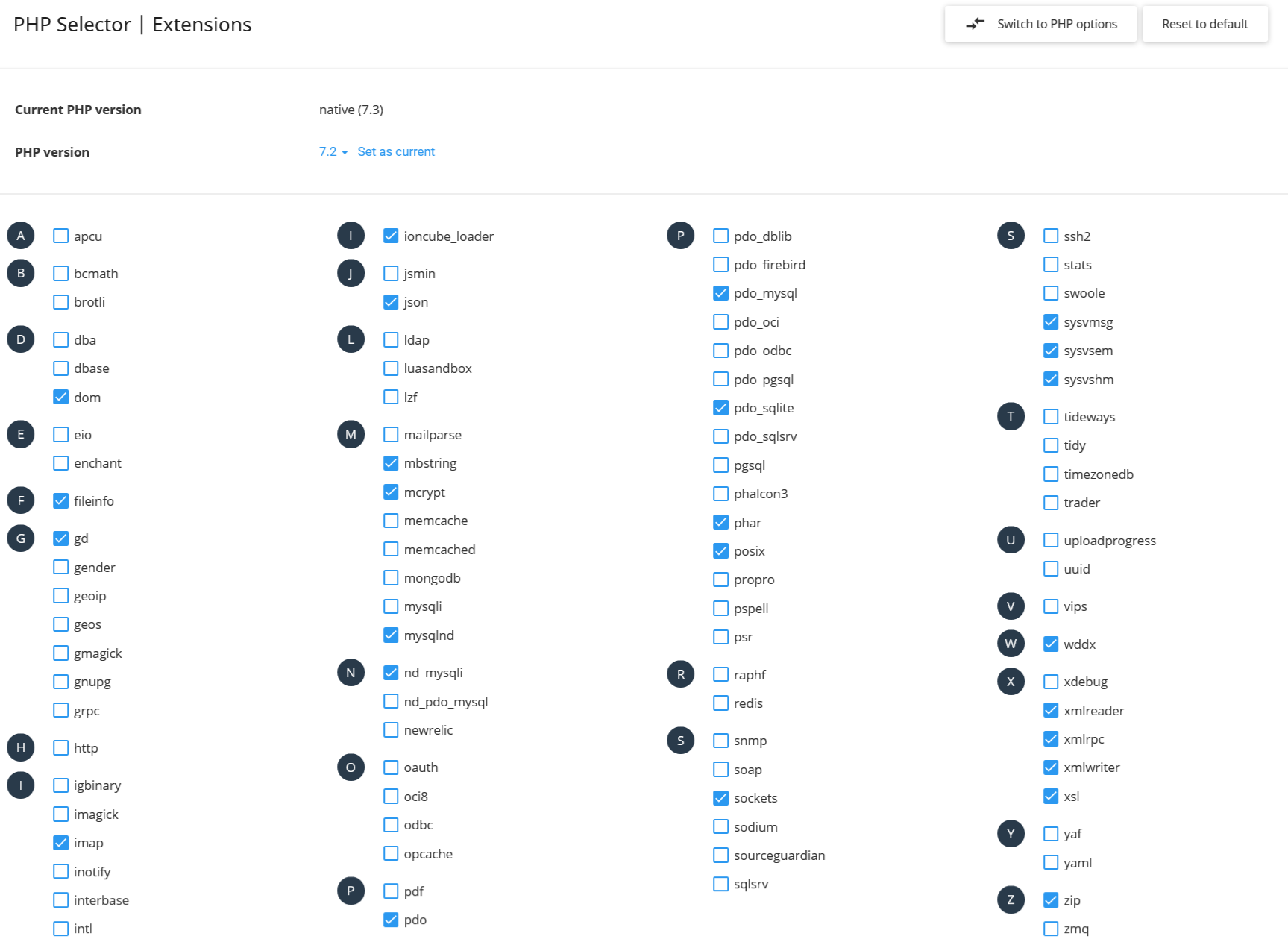 siteworx cloud linux php extensions