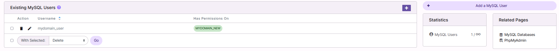 mysql users page