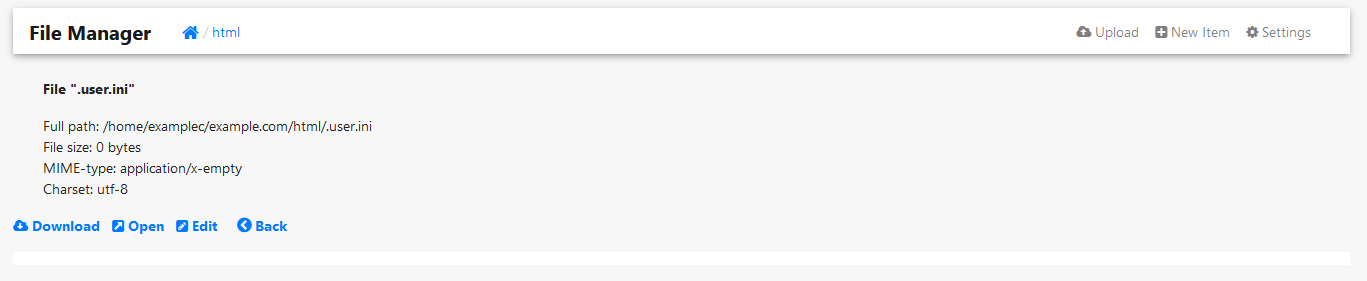 user.ini options
